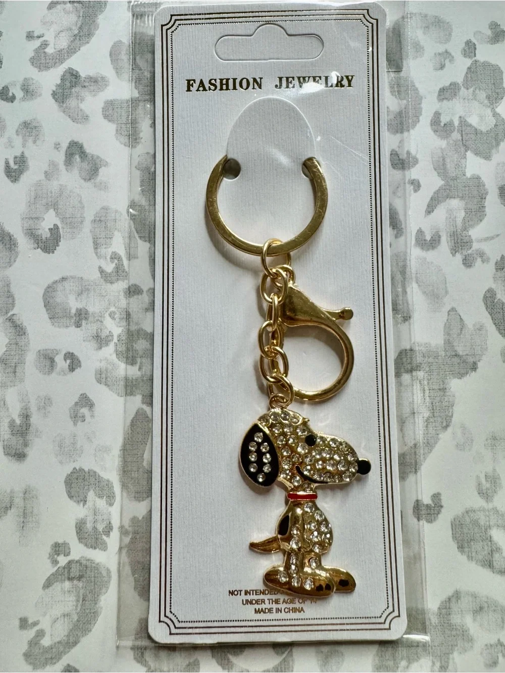 Snoopy Gold Toned Rhinestone Keychain/Bagcharm